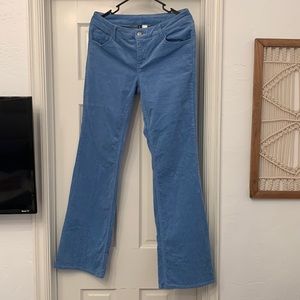 work once! blue corduroy low rise jeans!